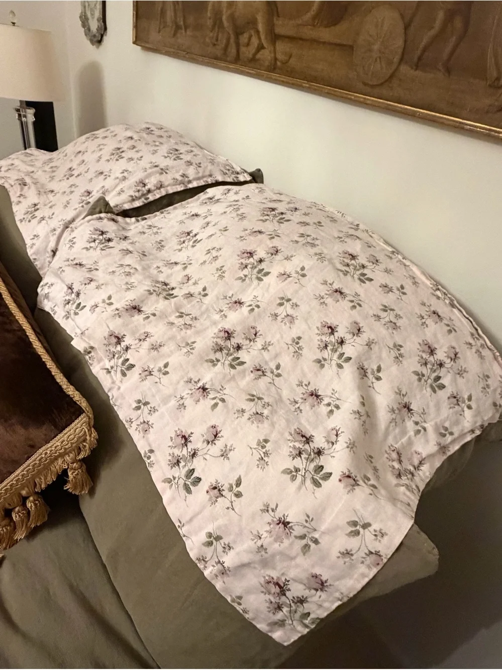 Vintage Bella Notte linen light rose/pale pink PAIR OF STANDARD SHAMS 2” flange